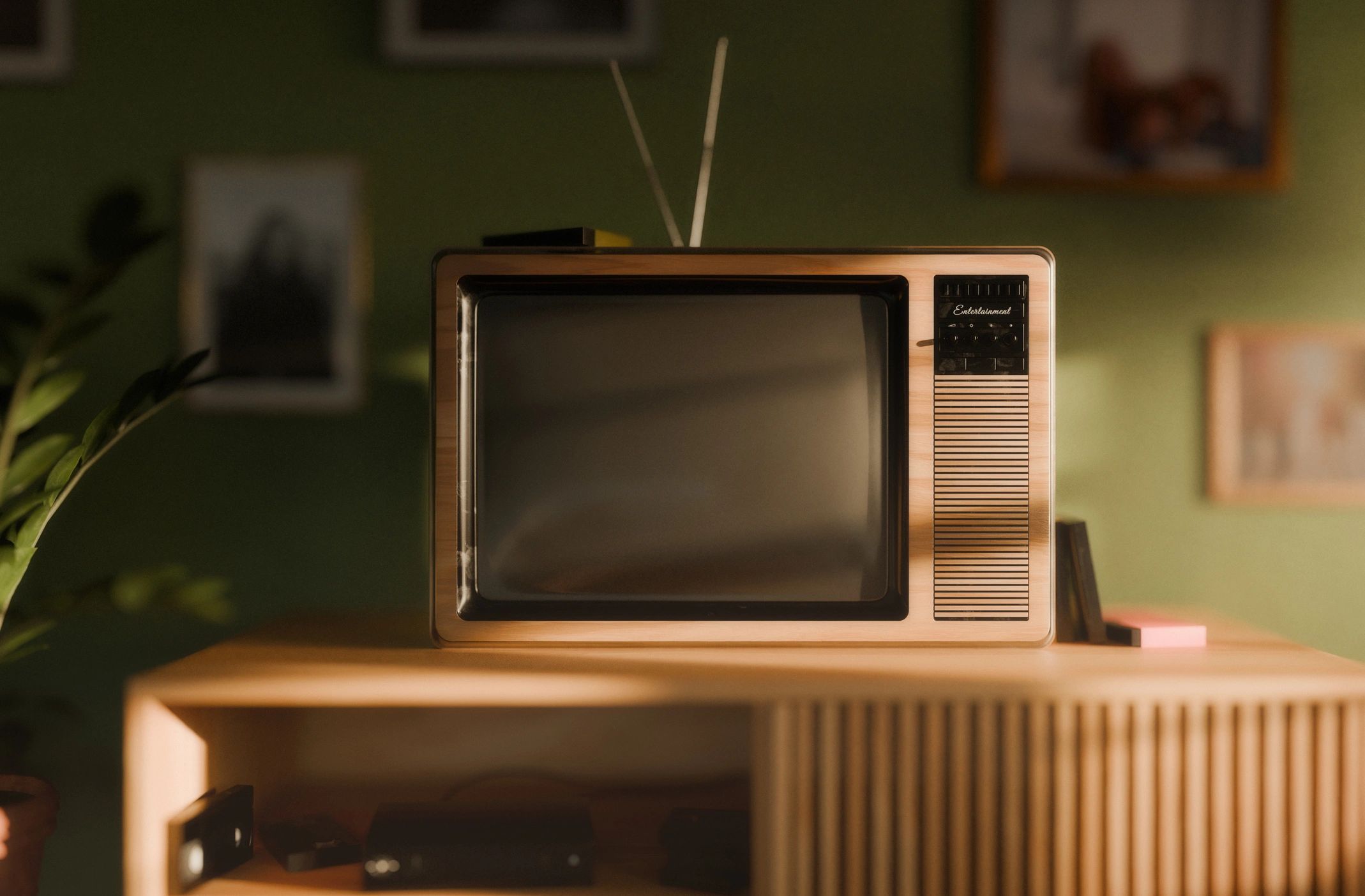 Retro television in a vintage living room